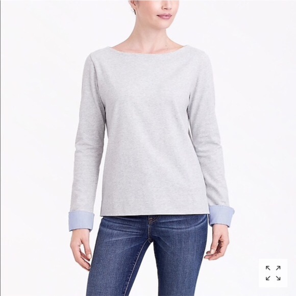 J Crew Factory Cuffed Boatneck Shirt - Picture 1 of 6